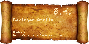Beringer Attila névjegykártya